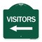 Signmission Designer Series Visitors W/ Left Arrow, Green & White Aluminum Sign, 18" x 18", GW-1818-24617 A-DES-GW-1818-24617 - alternate 1